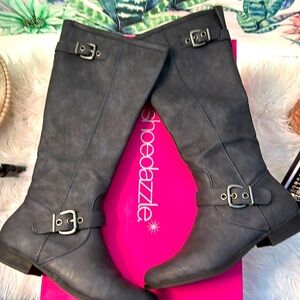 Navy Blue Knee Boots